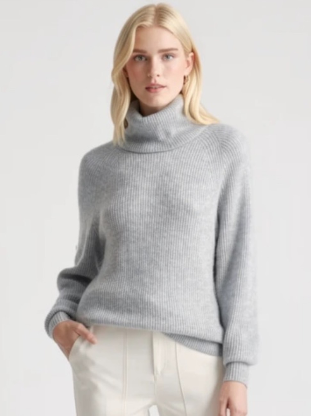 Quince Baby Alpaca Wool Oversized Sweater - Light Grey - XS S